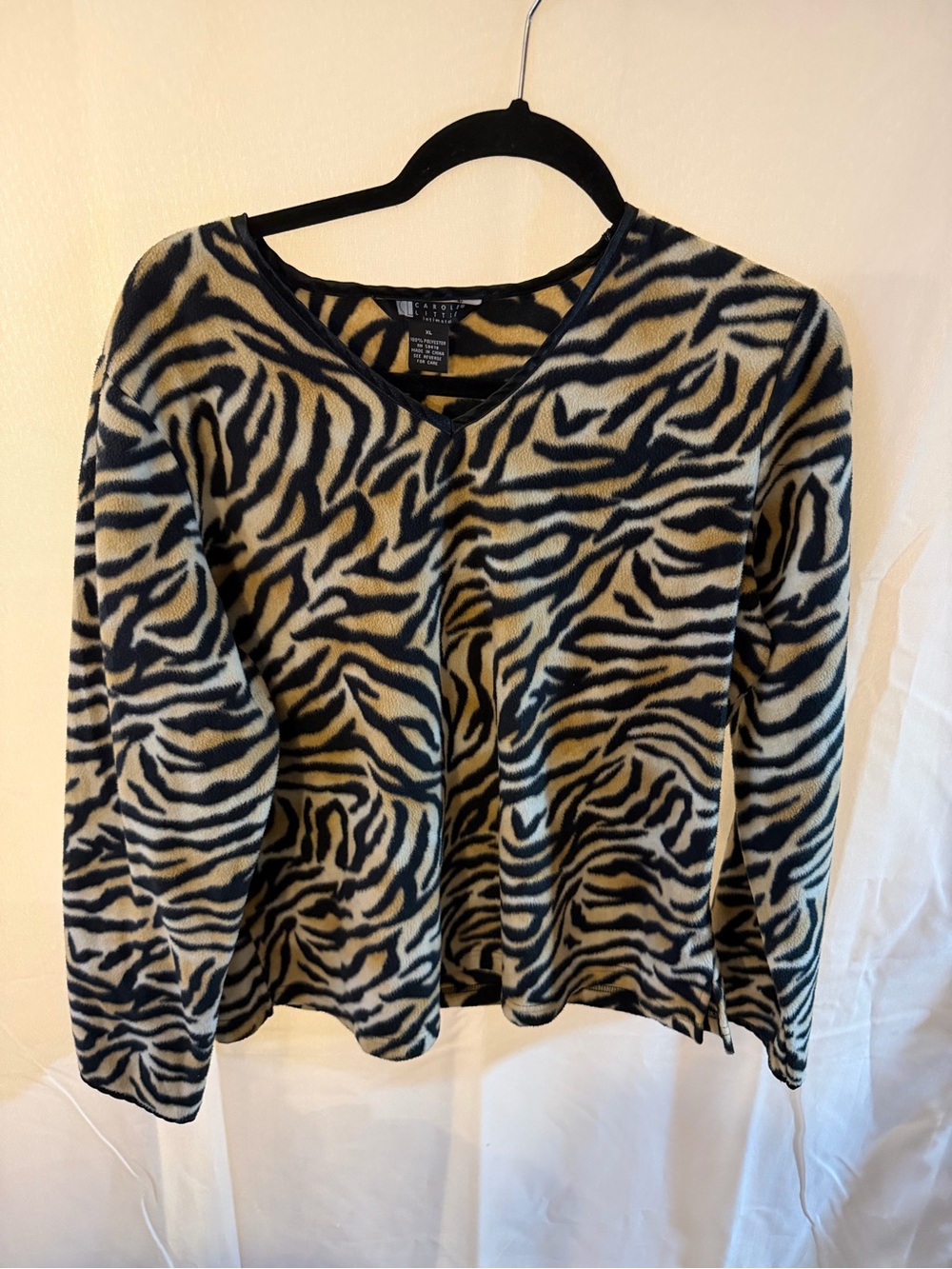 Carole Little:  Black and Cream Zebra Print V-Neck Sweater intimate